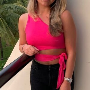Pink crop tie top!
